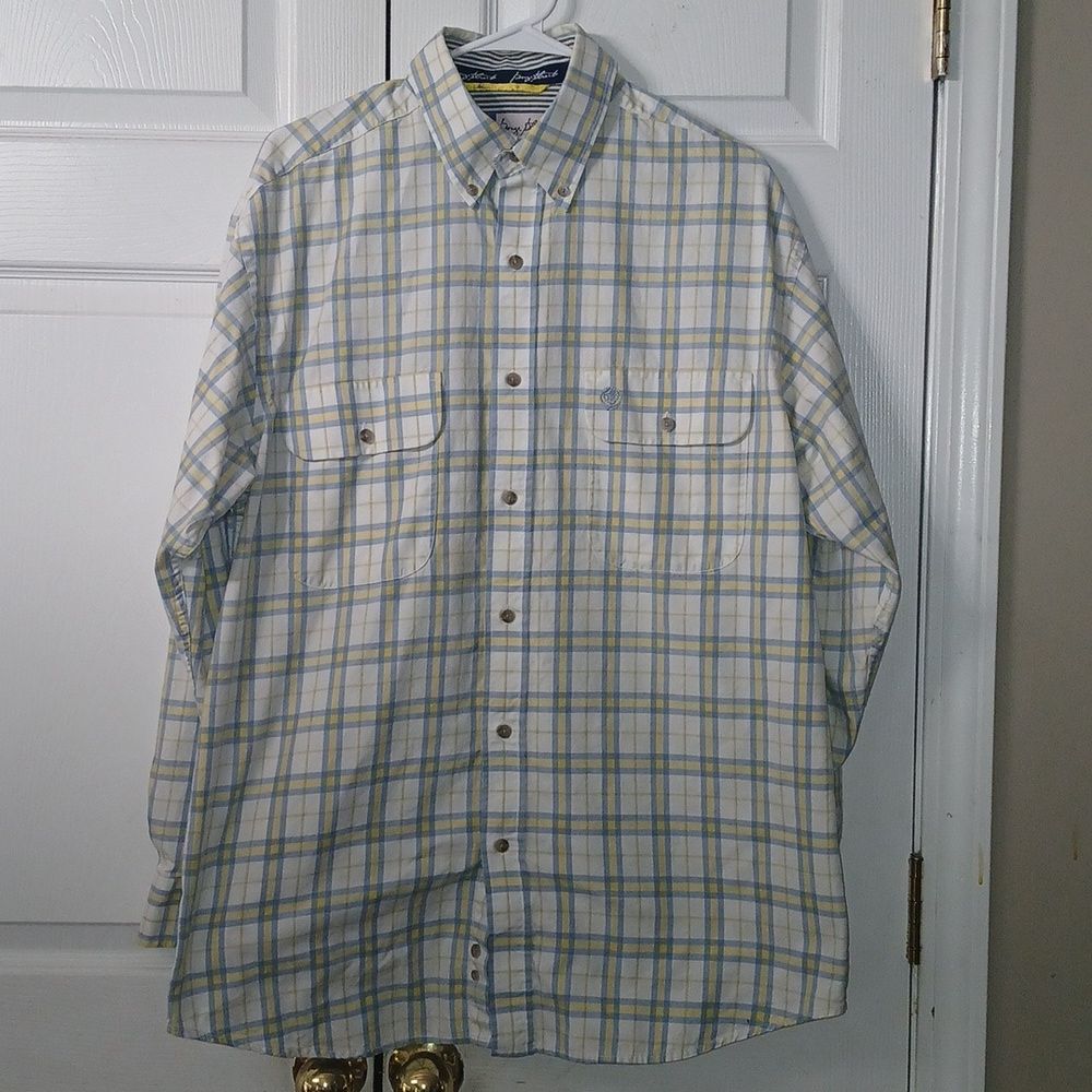 Wrangler Cowboy Cut Collection George Strait Button Shirt blue white  yellow  L